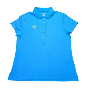 Walmart Polo Shirt Women's Size Large Blue Short Sleeve Spark Logo Workwear